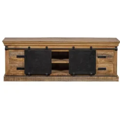 Mangohoutonline - TV Meubel Portland 140cm Rechthoekig - Bruin - Mahom