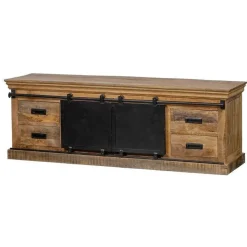 Mangohoutonline - TV Meubel Portland 200cm Rechthoekig - Bruin - Mahom