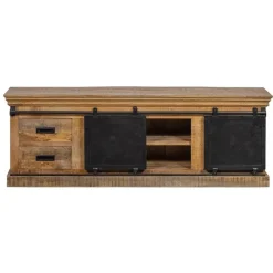 Mangohoutonline - TV Meubel Portland 200cm Rechthoekig - Bruin - Mahom