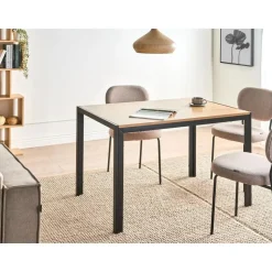 MANN - Eettafel - Lichtbruin/Zwart - 120 x 70 cm - Hout