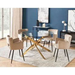 MARAMO - Eettafel - Goud - ⌀120 cm - Veiligheidsglas