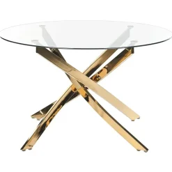 MARAMO - Eettafel - Goud - ⌀120 cm - Veiligheidsglas