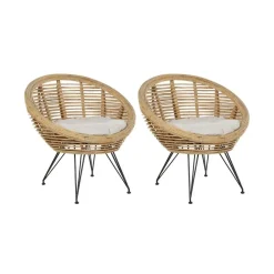 MARATEA - Tuinstoel set van 2 - Lichtbeige - Rotan