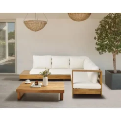 MARETTIMO - Loungeset - Gebroken wit - Linkszijdig - Acaciahout