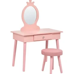 MARGIE - Kinderkaptafel met krukje - Roze - MDF