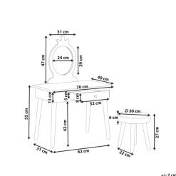 MARGIE - Kinderkaptafel met krukje - Roze - MDF
