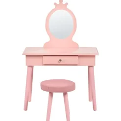 MARGIE - Kinderkaptafel met krukje - Roze - MDF