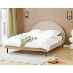 MARGUT - Bed - Beige - 160 x 200 cm - Bouclé