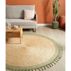 MARTS - Vloerkleed - Beige/Groen - 200 cm - Jute