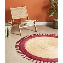 MARTS - Vloerkleed - Donkerrood - 140 cm - Jute