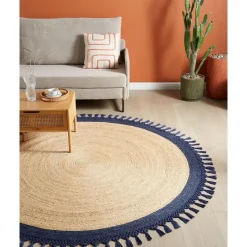 MARTS - Vloerkleed - Donkerblauw - 200 cm - Jute