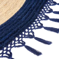 MARTS - Vloerkleed - Donkerblauw - 140 cm - Jute