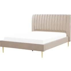 MARVILLE - Tweepersoonsbed - Beige - 160 x 200 cm - Fluweel