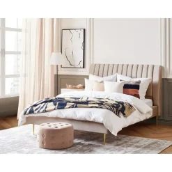 MARVILLE - Tweepersoonsbed - Beige - 160 x 200 cm - Fluweel