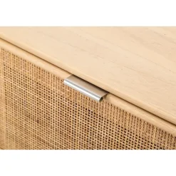 Massief houten kledingrek met rieten zitting