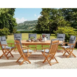 MAUI II - Tuinset voor 8 - Lichthout/Grafietgrijs - Acaciahout