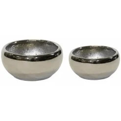 Mega Collections Bloempot Emperor - rond - zilver - D33 x H17 cm