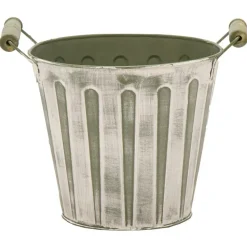 Mega Collections Emmer/plantenpot - zink - legergroen - D17 cm