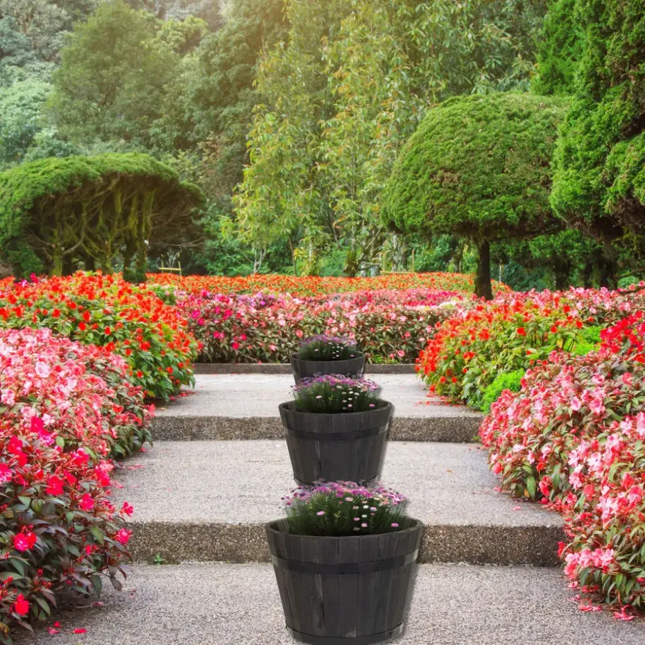 Mega Collections Plantenbak/bloempot Barrel - D40 x H24 cm