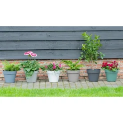 Mega Collections Plantenpot/bloempot - kunststof - wit - D30 cm