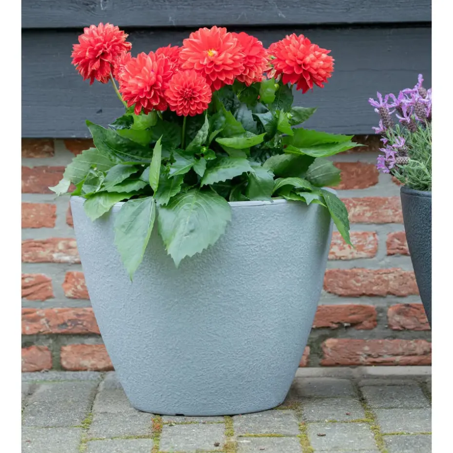 Mega Collections Plantenpot/bloempot - kunststof - grijs - D50 cm