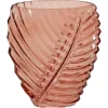 Mega Collections vaas Leafy - roze - blader relief - 14 x 25 cm