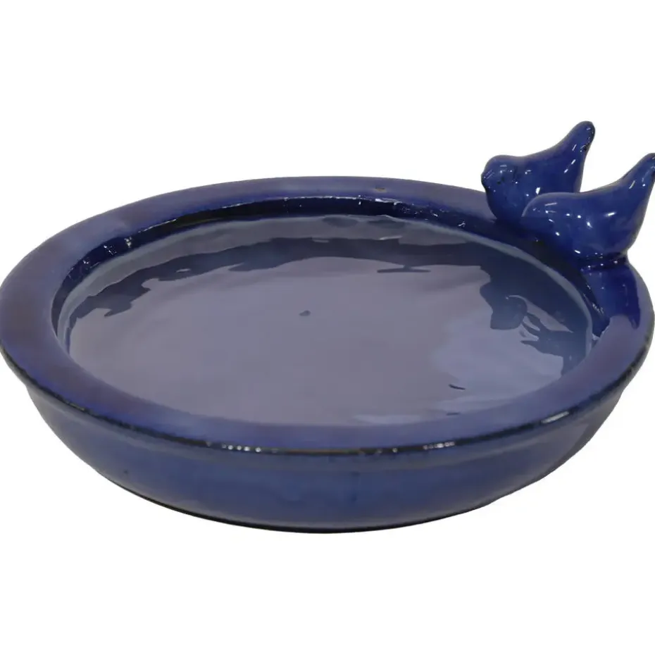 Mega Collections vogelbad/voederschaal - blauw - D30 x H11cm