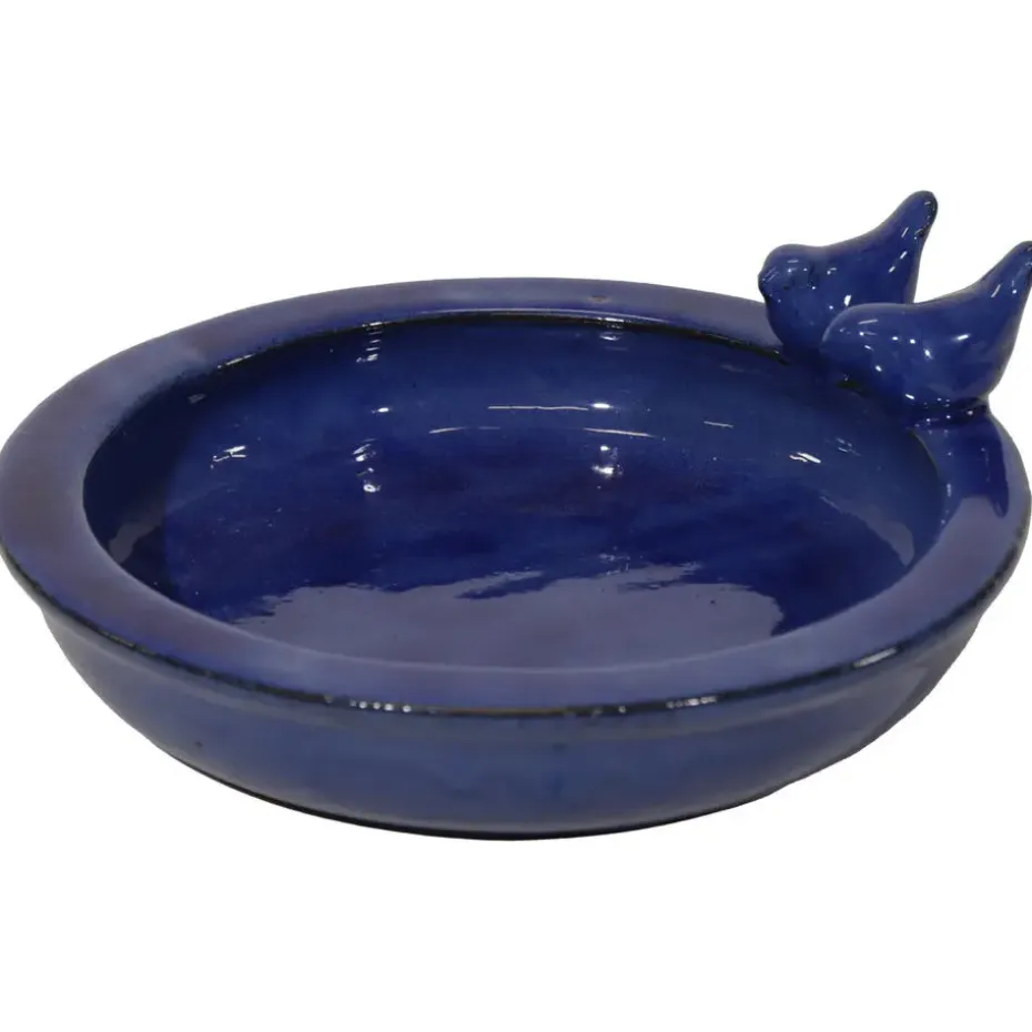 Mega Collections vogelbad/voederschaal - blauw - D30 x H11cm