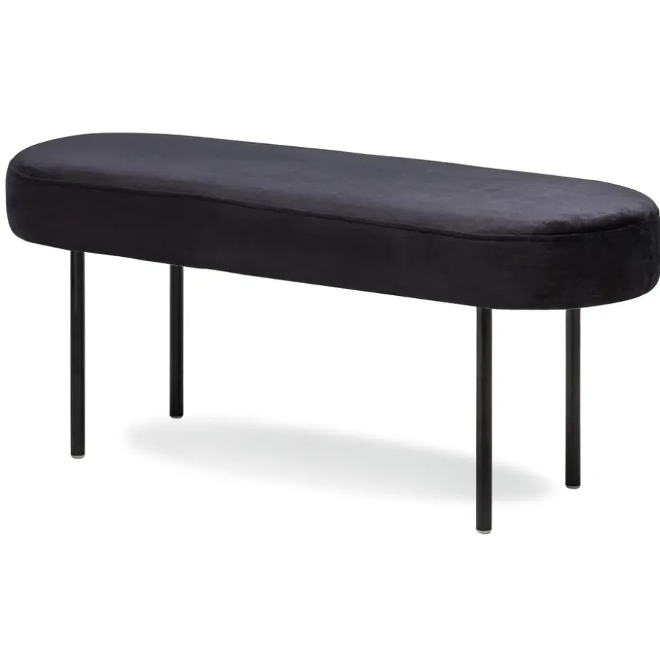 Metalen bank met zwarte fluwelen bekleding