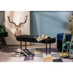 Metalen bank met zwarte fluwelen bekleding