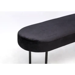 Metalen bank met zwarte fluwelen bekleding