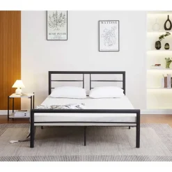 Metalen tweepersoonsbed Dixon - 140x200cm - mat zwart