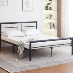 Metalen tweepersoonsbed Dixon - 140x200cm - mat zwart