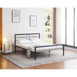 Metalen tweepersoonsbed Dixon - 140x200cm - mat zwart