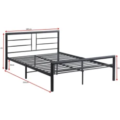 Metalen tweepersoonsbed Dixon - 140x200cm - mat zwart