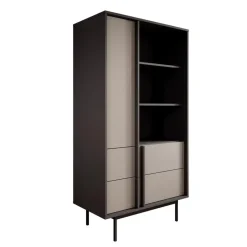 Meubella - Antigo - Boekenkast - Beige/Antraciet - 83x43x155 cm