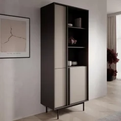 Meubella - Antigo - Boekenkast - Beige/Antraciet - 83x43x195 cm