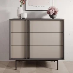 Meubella - Antigo - Ladekast met 3 lades - Beige/Antraciet - 93x43x87 cm