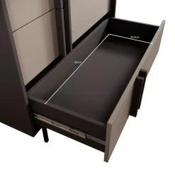 Meubella - Antigo - Ladekast met 3 lades - Beige/Antraciet - 93x43x87 cm