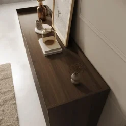 Meubella - Asty - Ladekast met 6 lades - Donker eiken - 150x41x92 cm