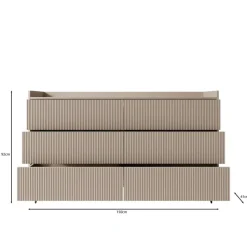 Meubella - Asty - Ladekast met 6 lades - Donker eiken - 150x41x92 cm