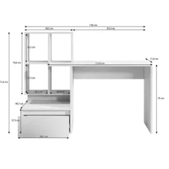 Meubella - Bureau Pierre 2 - Donker eiken - Antraciet - 145 cm