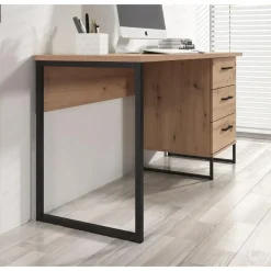 Meubella - Bureau Saturn - Eiken - Zwart - 138 cm