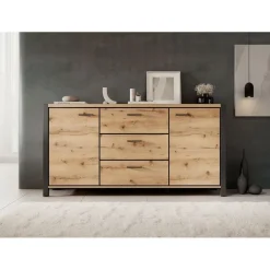 Meubella - Dressoir Acapulco - Eiken - Zwart - 180 cm