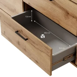 Meubella - Dressoir Acapulco - Eiken - Zwart - 180 cm