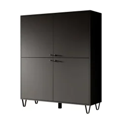 Meubella - Dressoir Apula - Antraciet - 124 cm - Dicht