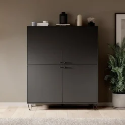 Meubella - Dressoir Apula - Antraciet - 124 cm - Dicht