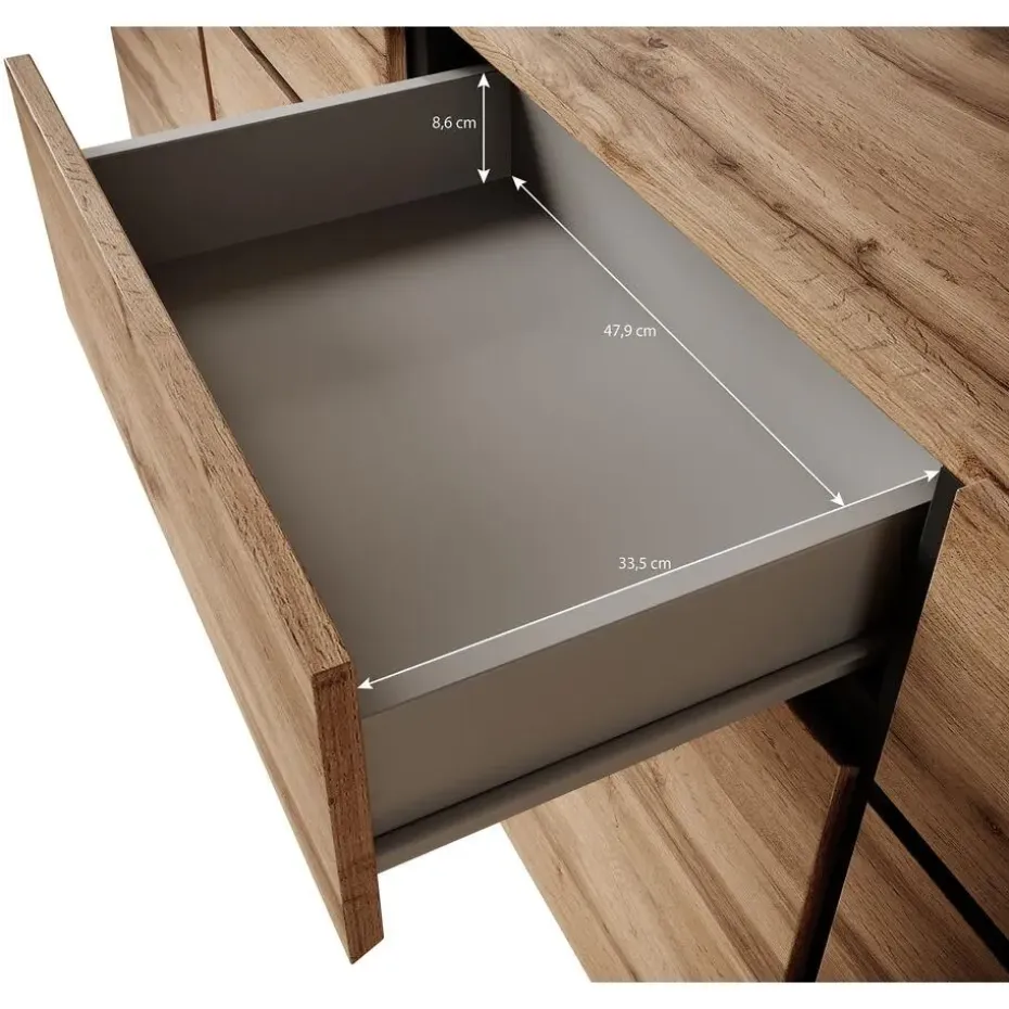 Meubella - Dressoir Cainan - Eiken - 225 cm