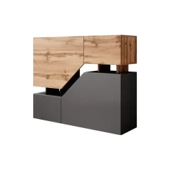 Meubella - Dressoir Canberra - Eiken - Antraciet - 120 cm
