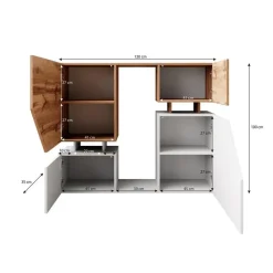 Meubella - Dressoir Canberra - Eiken - Antraciet - 120 cm